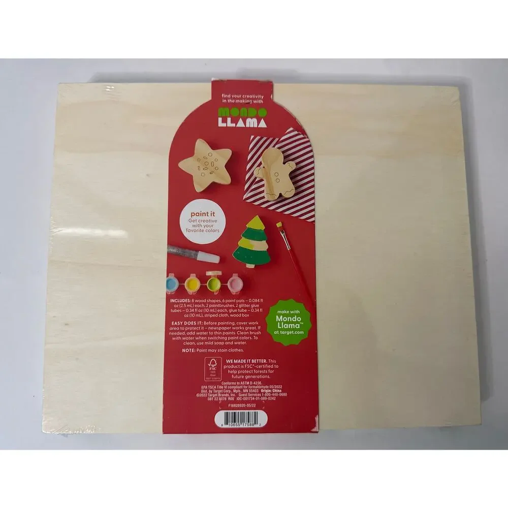 Mondo‎ LLama Paint Your Own Wood Cookies For Santa Kit Kid’s Toys (Ages 6+) NEW